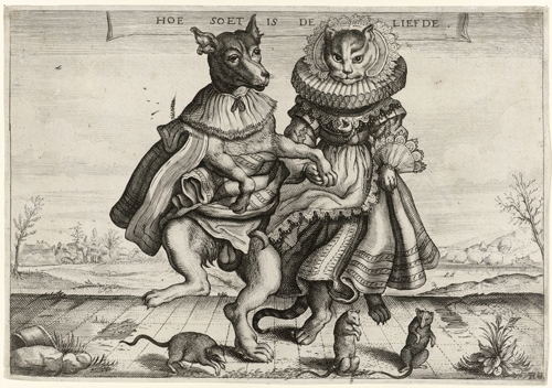 dancing dog and cat how sweet is love (1620 1660) adriaen matham 