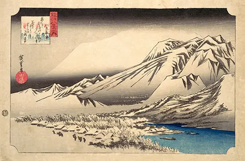 evening snow on mount hira japan utagawa hiroshige 
