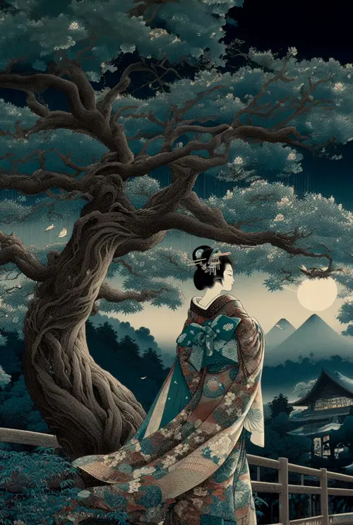 full moon rising over the mountains japan 