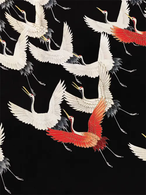 furisode with a myriad of flying cranes (1910 1920) anonymous poster japan životinje 
