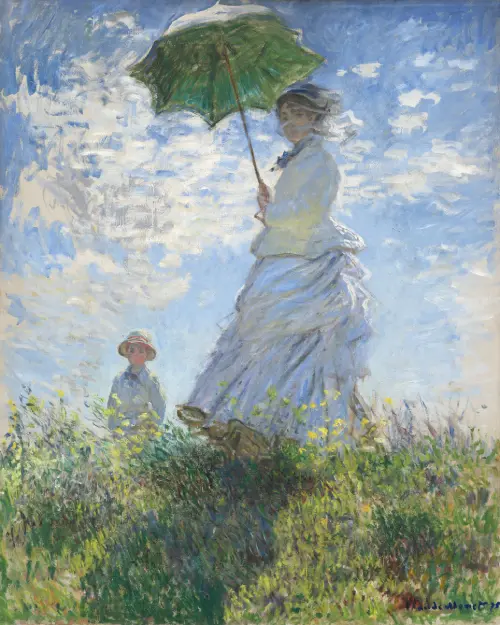 madame monet and her son (1875), woman with a parasol claude monet 