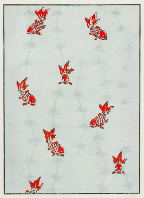 seamless gold fish illustration japan životinje 