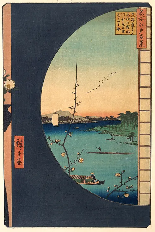 susaki hen yori suijin no mori, uchikawa (1857) utagawa hiroshige poster japan utagawa hiroshige 