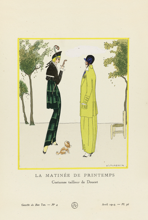 la matinée de printemps costumes tailleur de doucet (1914) gazette du bon ton, 1914 no 4, pl 36 j magnin 