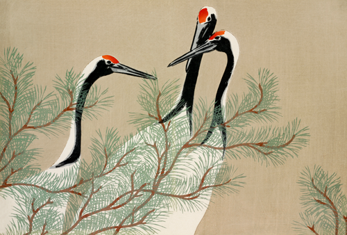 cranes momoyogusa flowers of a hundred generations (1909) kamisaka sekka 