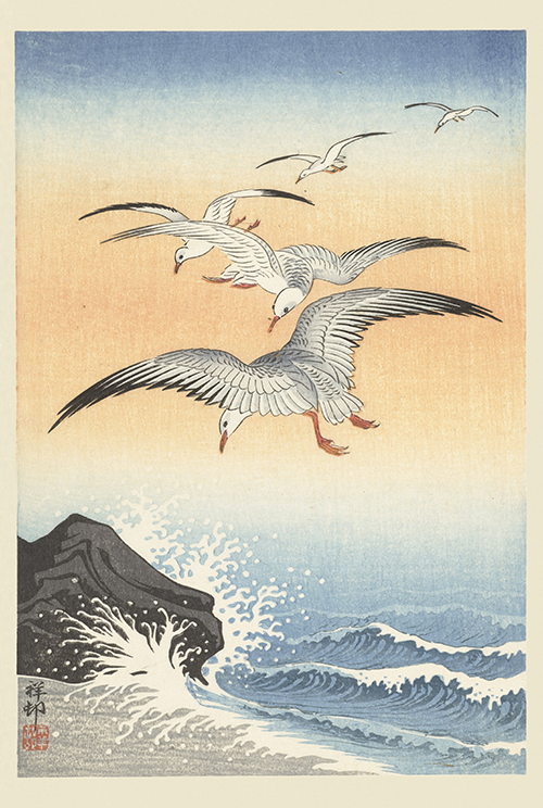 pet galebova iznad nemirnog mora (1900 1930) ohara koson 