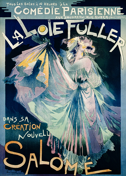 poster of comédie parisienne with portrait of loie fuller (1895) georges de feure 