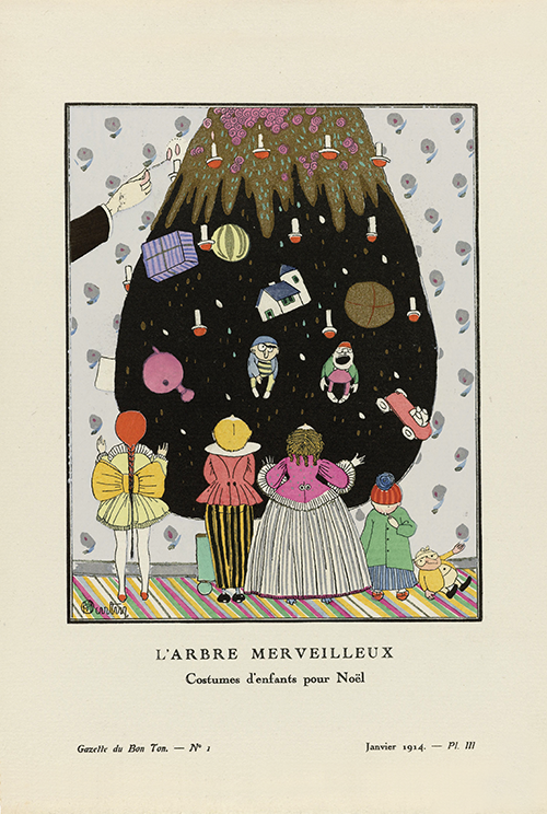 gazette du bon ton, 1914 no 1, pl iii l arbre merveilleux costumes d enfants pour noël (dečji božićni kostimi) charles martin 