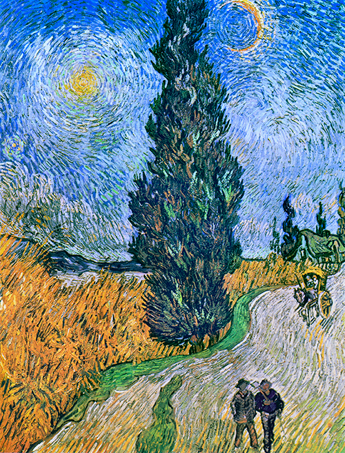road with cypress and star (1890) vinsent van gog 