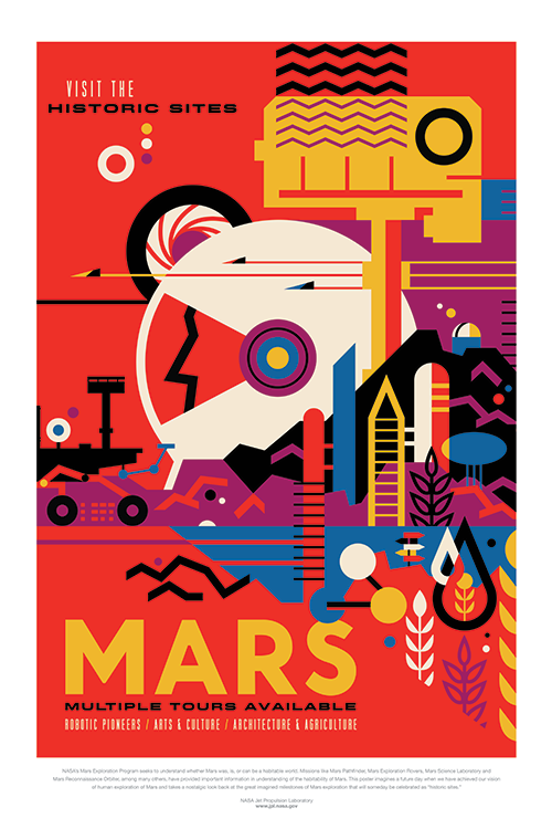 mars jpl travel poster nasa jet propulsion laboratory 