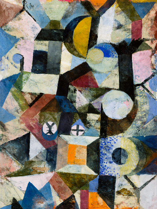 kompozicija sa žutim polumesecom i slovom y (1918) paul klee 