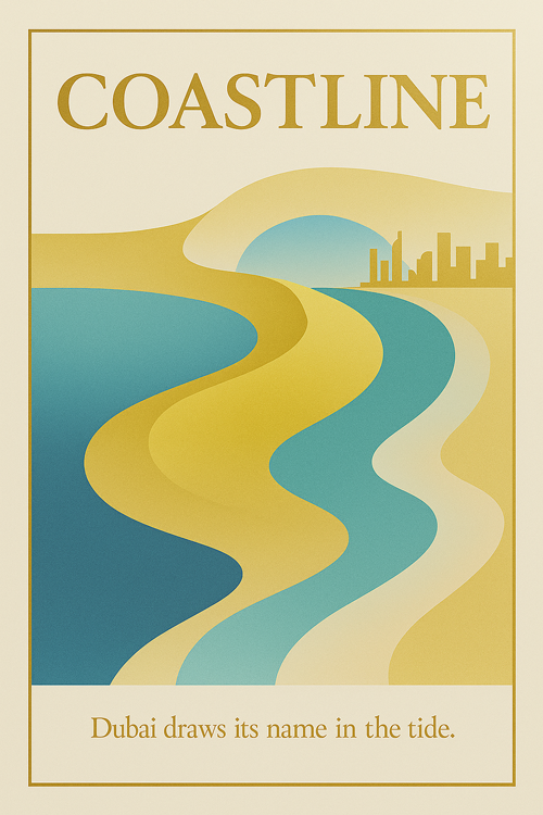 coastline dubai draws its name in the tide  