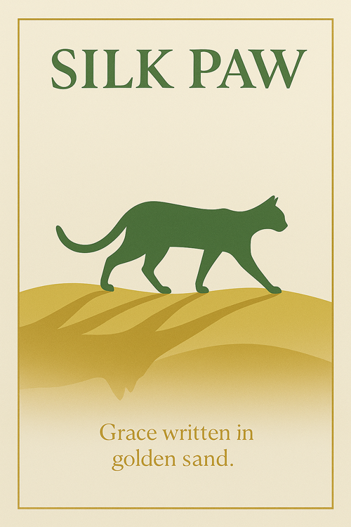 silk paw grace written in golden sand  