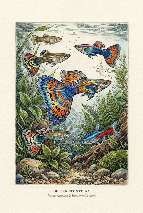 guppy amp neon tetra (poecilia reticulata amp paracheirodon innesi)  