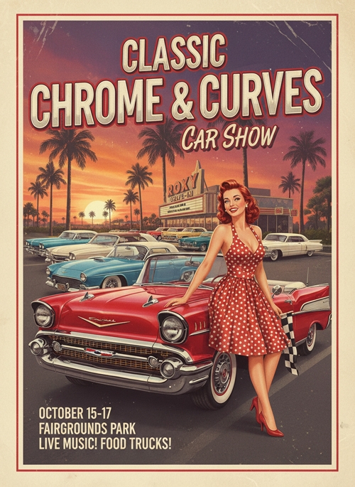 cosmic chrome amp curves car show  