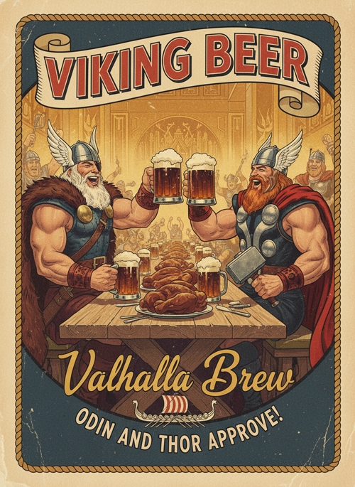 odin and thor approve viking beer  