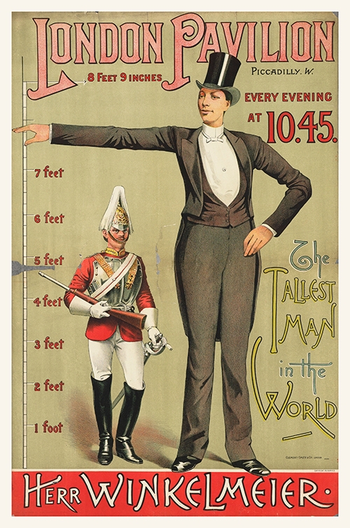 london pavilion, piccadilly, w svake večeri u 22 45 najviši čovek na svetu gospodin vinkelmajer (oko 1887)  