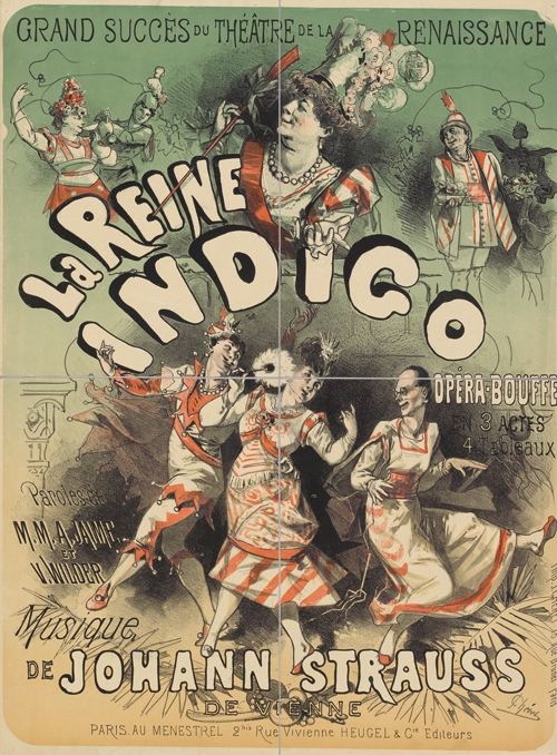 plakat za izvođenje operete quot la reine indigo quot johana štrausa u parizu (1875) jules chéret 