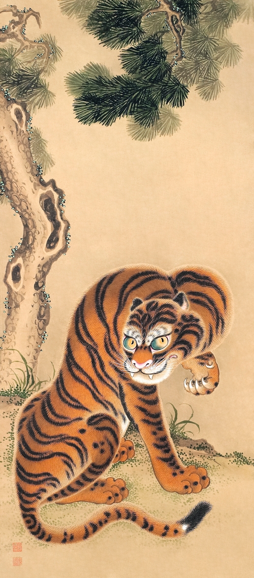 tigar čisti svoju šapu (19 vek) matsui keichū 