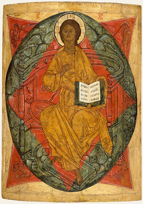 hristos u slavi (spas na silama спас в силах ruska ikona, novgorod, kasni 15 vek)  