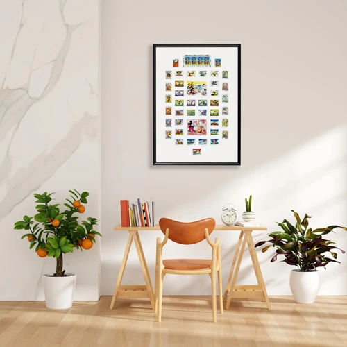 dizni kolekcija od 45 originalnih poštanskih markica uramljeno 50x70 cm  