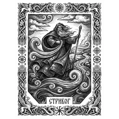 stribog (crni print) majica slovenska mitologija (bela)  
