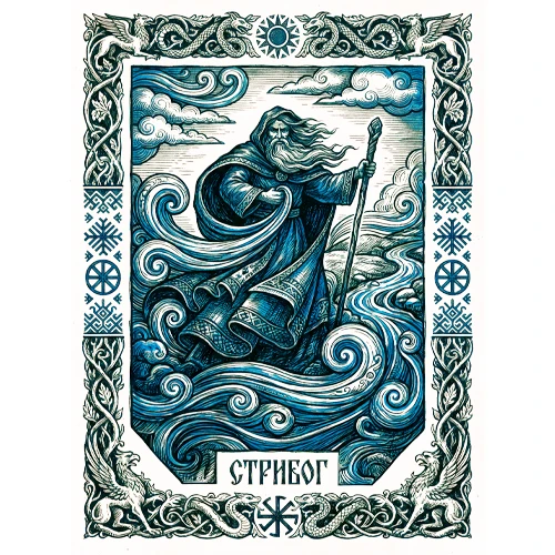 stribog (plavo crni print) majica slovenska mitologija (bela)  