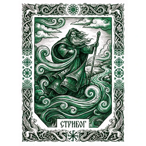 stribog (zeleno crni print) majica slovenska mitologija (bela)  