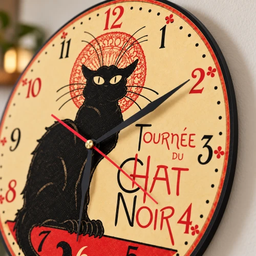 zidni sat crna mačka le chat noir  