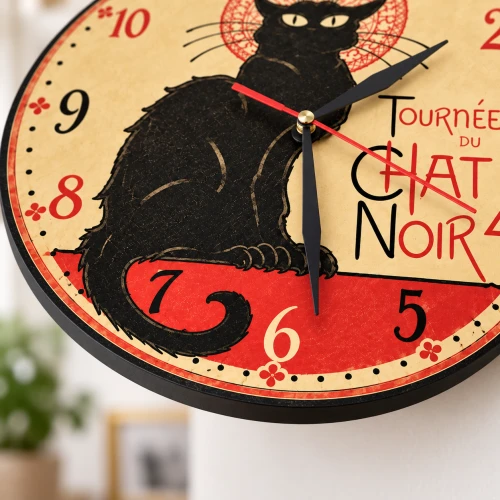 zidni sat crna mačka le chat noir  